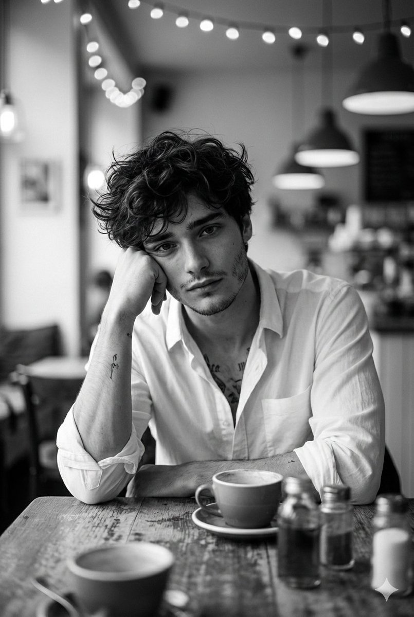 Hyper-realistic Black and White Cinematic Portrait of a Young Man — Nano Banana Pro image prompt example