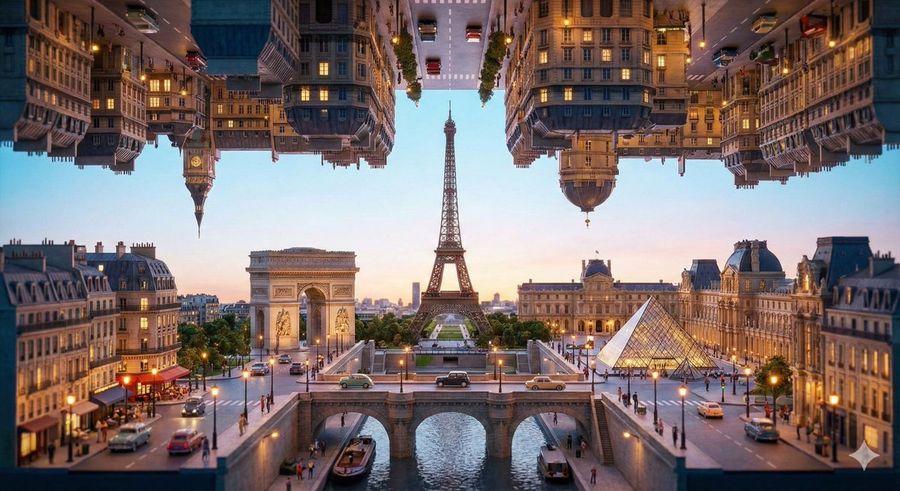 Use '180-Degree Vertical Fold' Description to Mimic the City Folding — Nano Banana Pro image prompt example