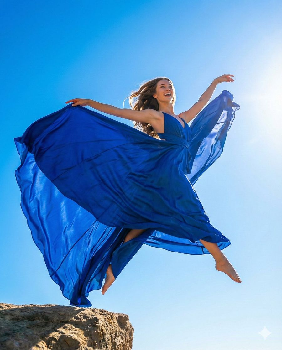 Dynamic High-Fashion Leap — Nano Banana Pro image prompt example