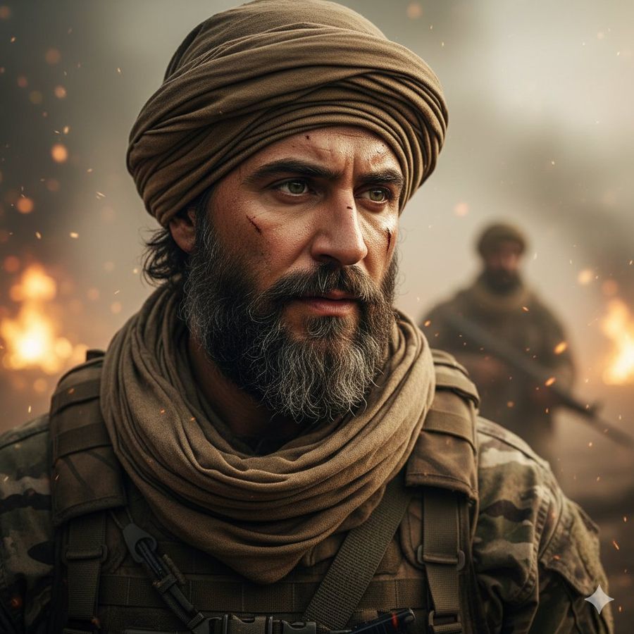 Mid-shot of a Rugged Middle-aged Male Soldier with a Weathered Face — Nano Banana Pro image prompt example