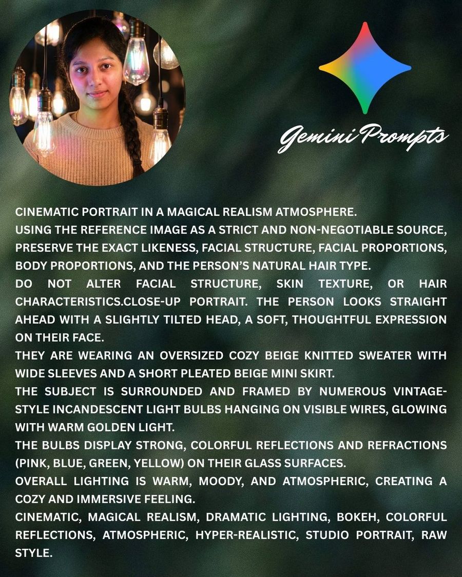 Cinematic Close-up Bathed in Warm, Golden Glow✨ — Nano Banana Pro image prompt example