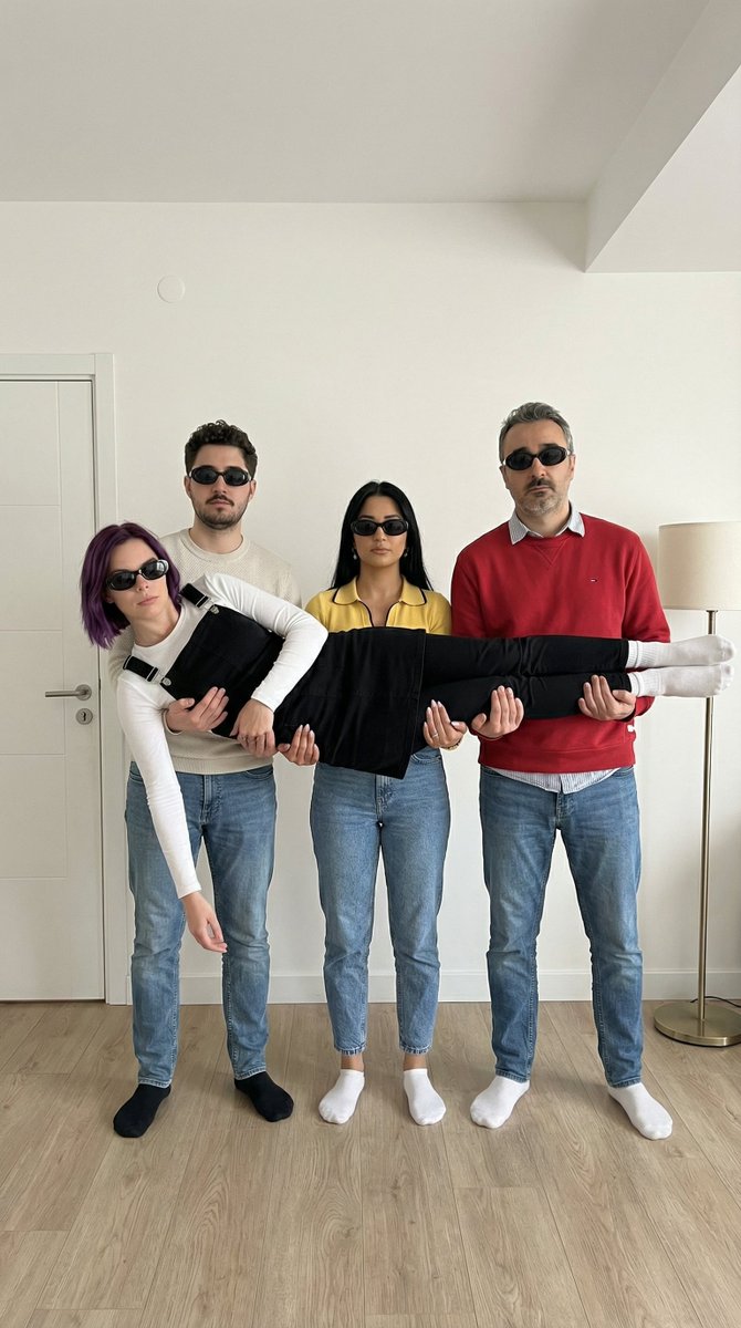 Text to Image Photoreal Group Pose 4 People — Nano Banana Pro image prompt example