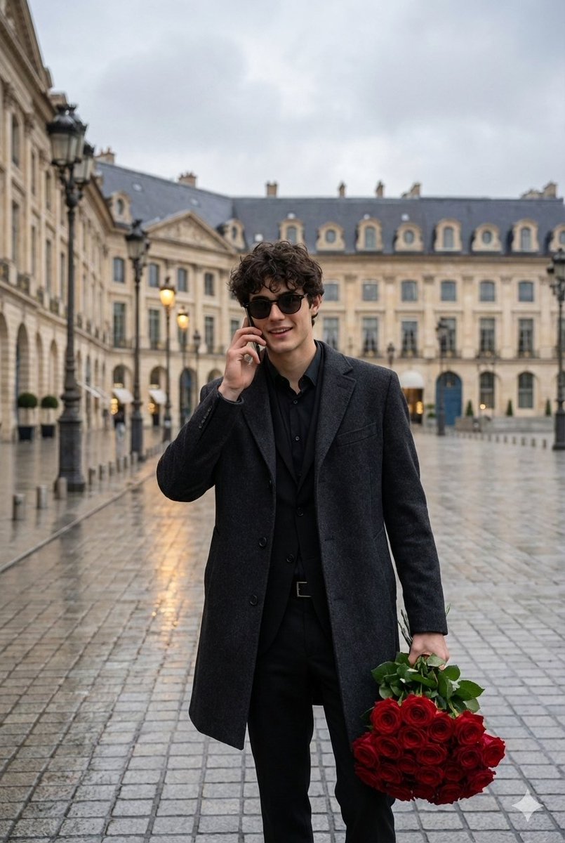 Confident Man in an Elegant Black Suit and Overcoat, Wearing — Nano Banana Pro image prompt example