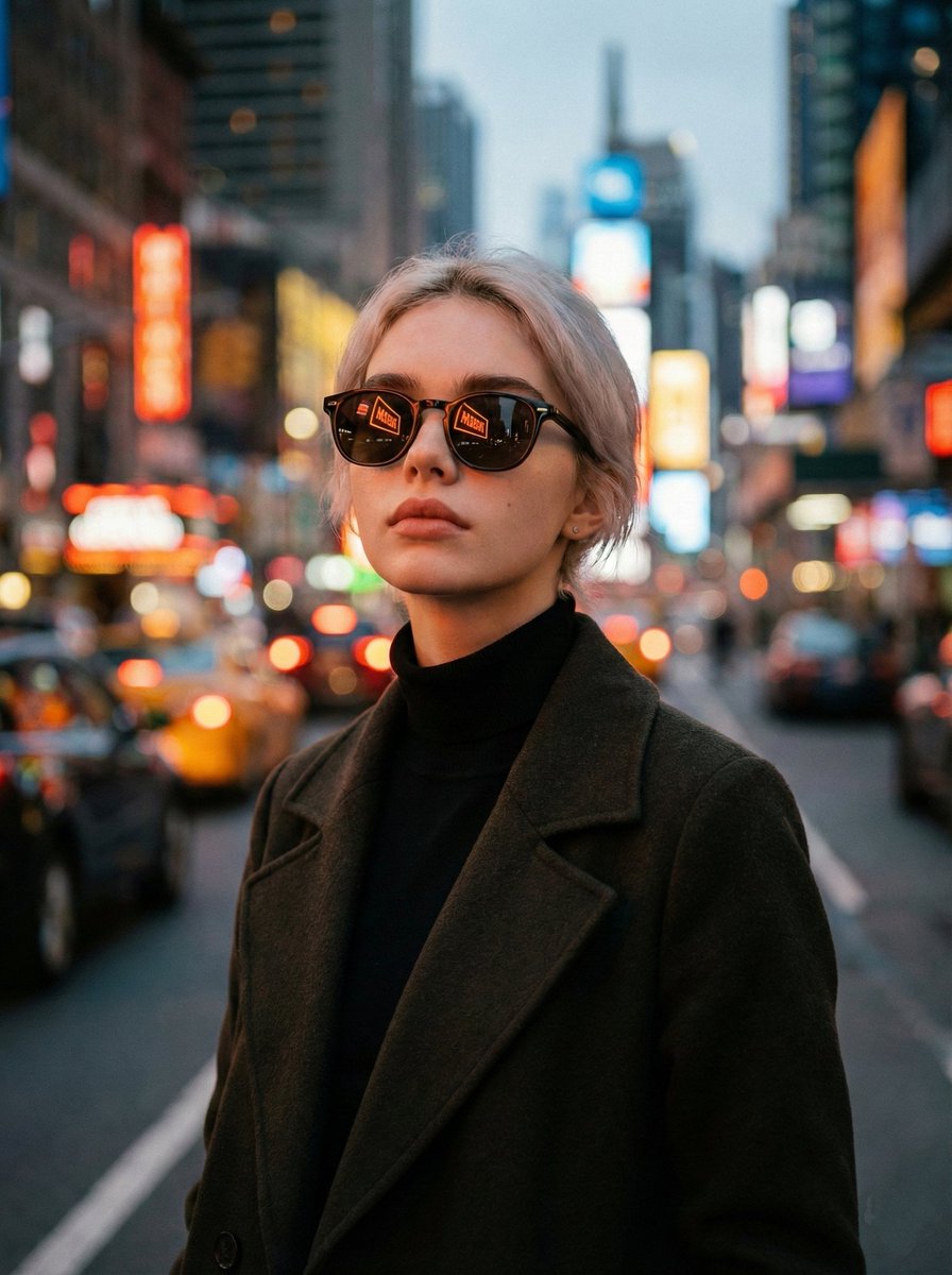Hyper-realistic, Cinematic Portrait of the Same Woman Standing — Nano Banana Pro image prompt example