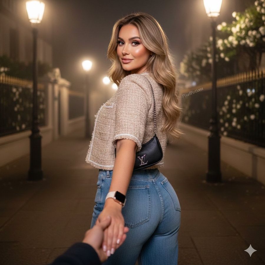 Editorial Fashion Portrait - Night Walk — Nano Banana Pro image prompt example