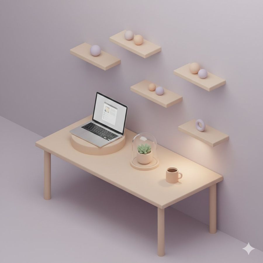 3d Isometric Floating Home Office Illustration — Nano Banana Pro image prompt example