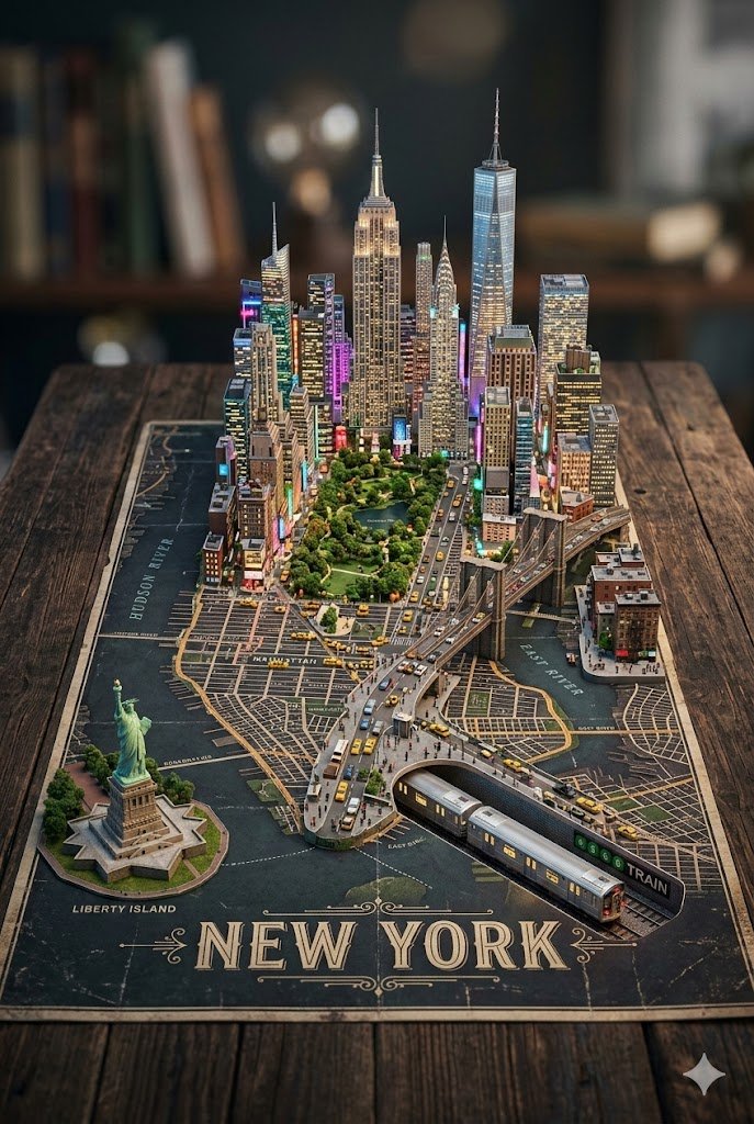 3d Miniature New York City Diorama — Nano Banana Pro image prompt example