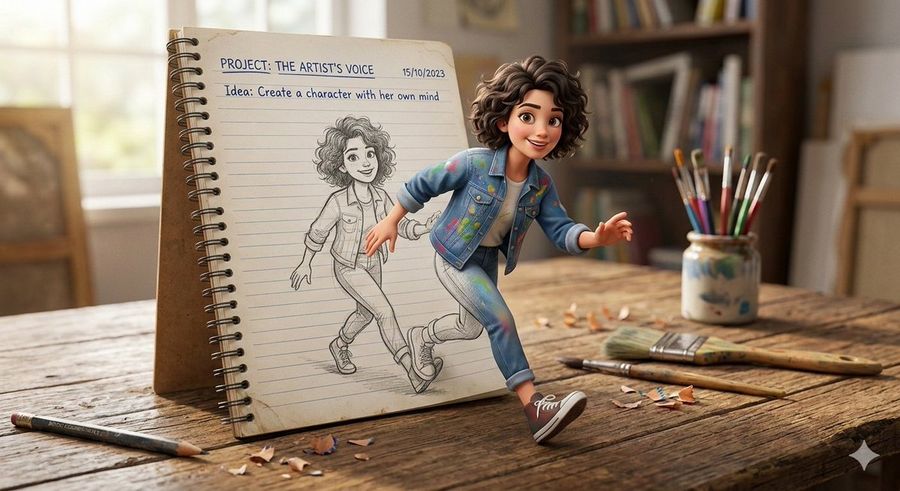 3d Pop Out Illusion Artwork Of A Boy From A Notebook — Nano Banana Pro image prompt example
