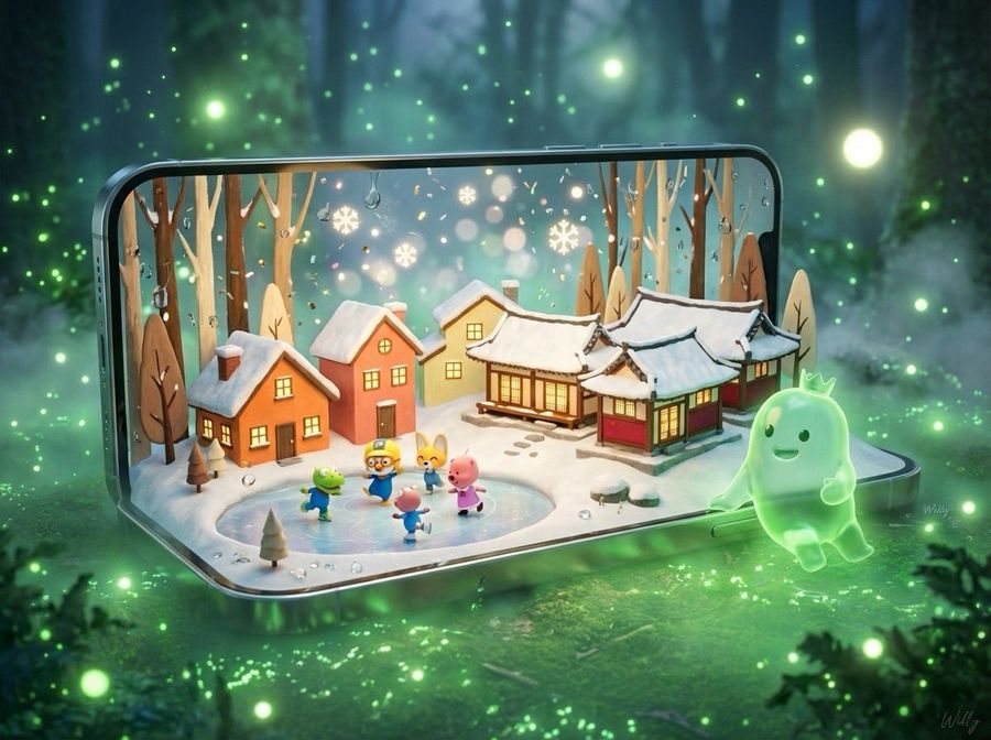 3d Pororo Winter Village Breaking The Fourth Wall — Nano Banana Pro image prompt example