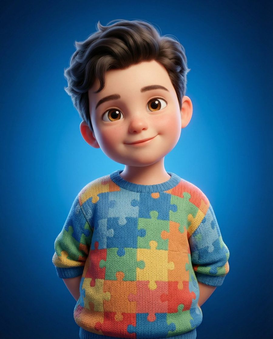 3d Render Of Childlike Character In Puzzle Sweater — Nano Banana Pro image prompt example