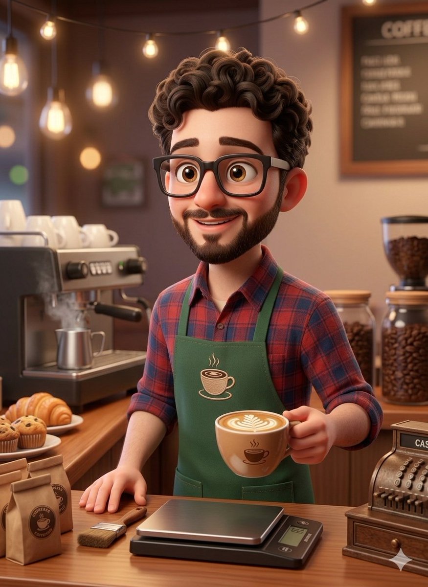 3d Rendered Barista Character In Pixar Style — Nano Banana Pro image prompt example