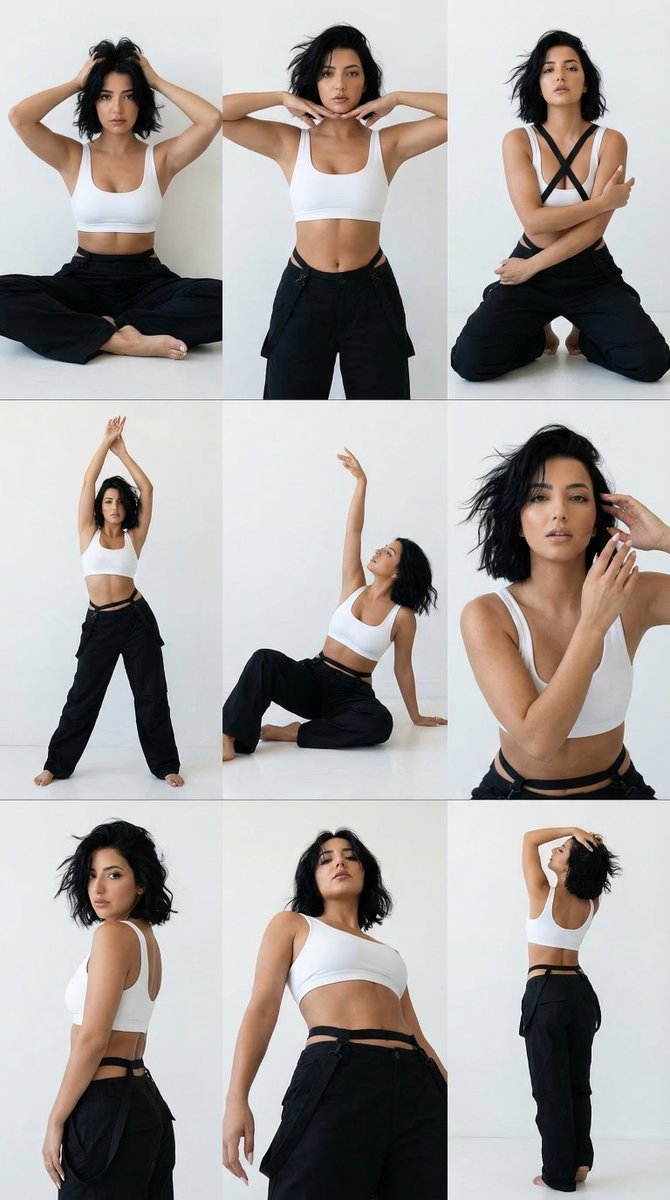 3x3 Minimalist Dance Editorial Grid — Nano Banana Pro image prompt example