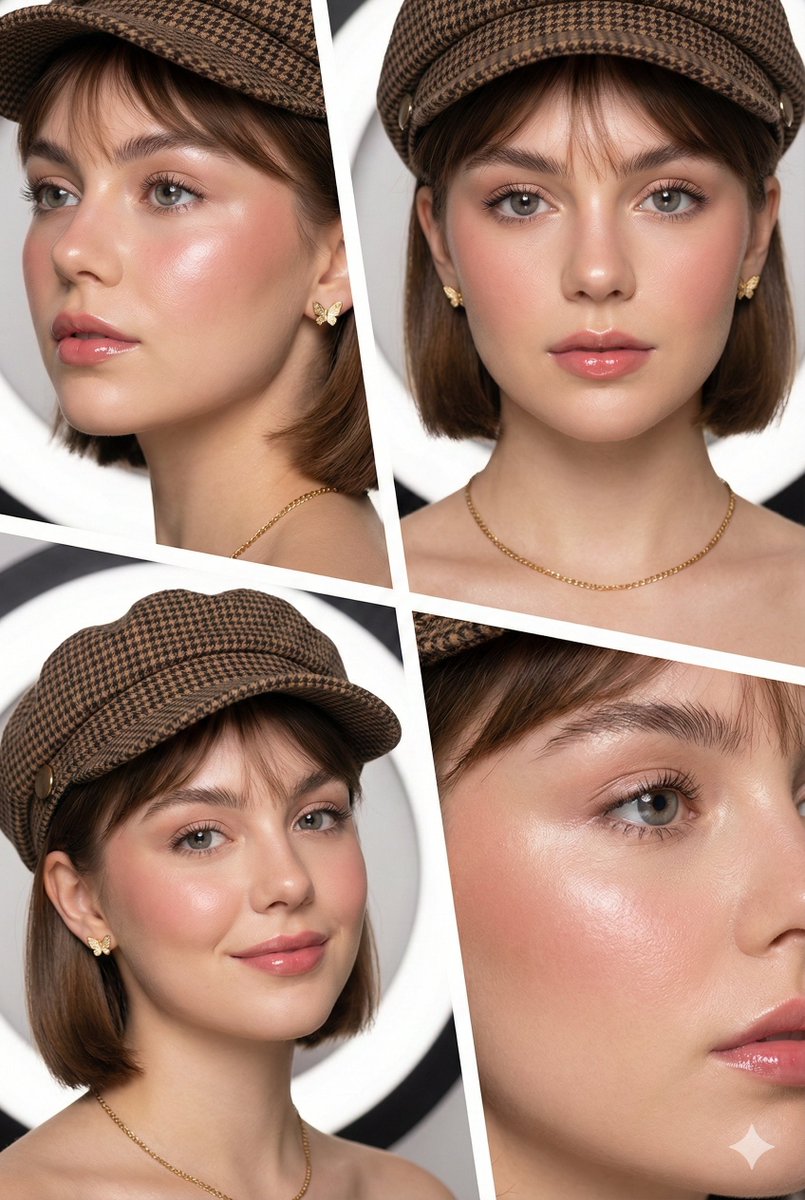 4 Panel Beauty Editorial Collage — Nano Banana Pro image prompt example