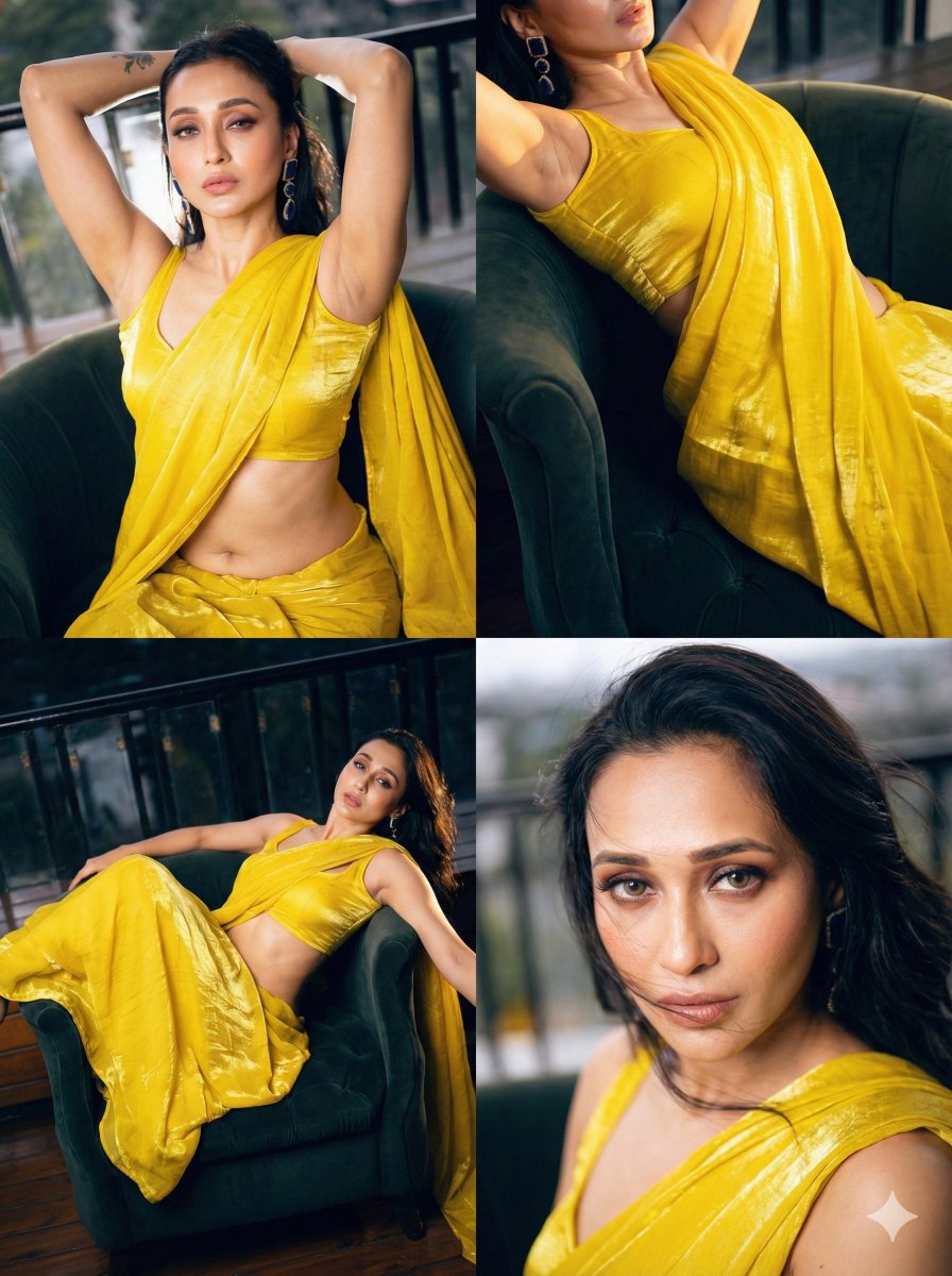 4 Panel High Fashion Saree Collage — Nano Banana Pro image prompt example