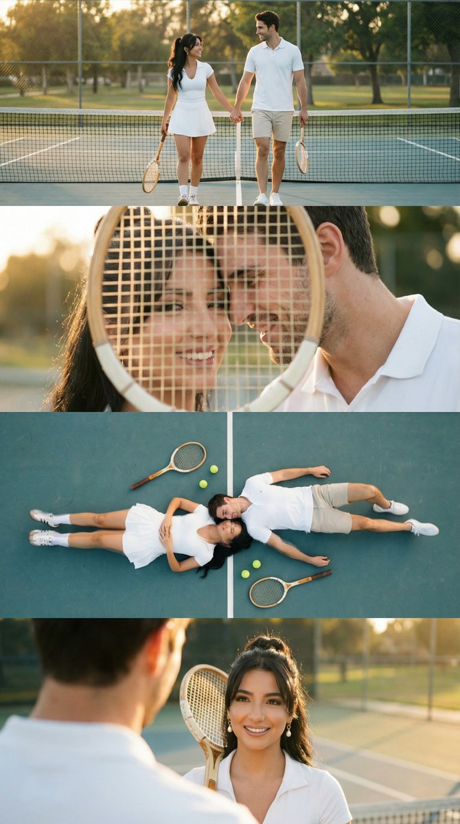 4 Panel Tennis Couple Storyboard Prompt — Nano Banana Pro image prompt example