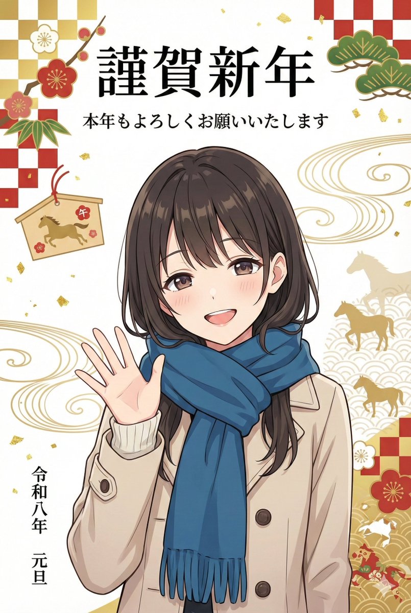 Japanese New Year's Card Illustration Using the Reference Image — Nano Banana Pro image prompt example