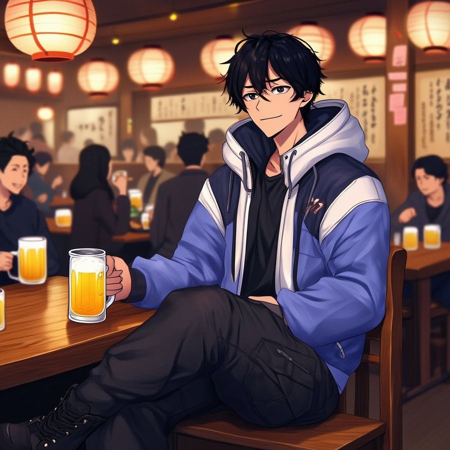 Attending a Year-end Party, Holding a Beer Mug in One Hand — Nano Banana Pro image prompt example