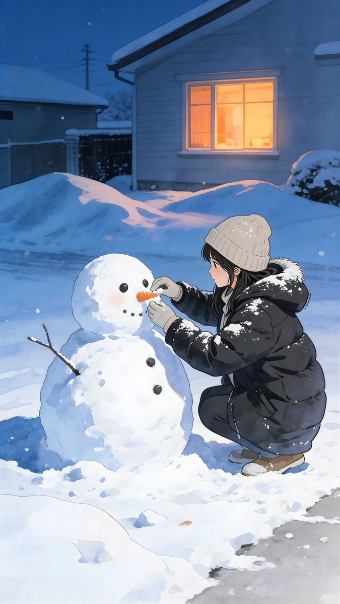 Young Woman Crouching in the Snow — Nano Banana Pro image prompt example