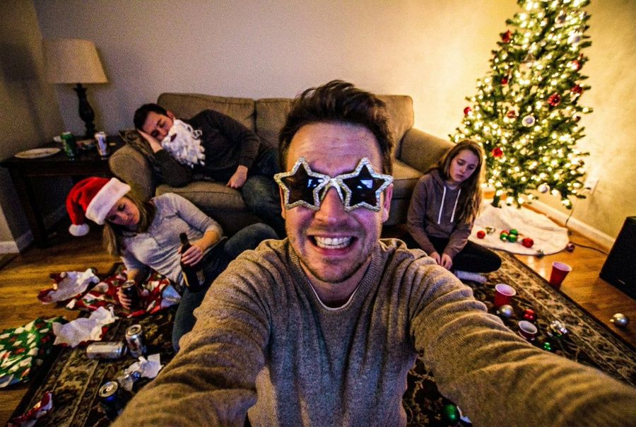 Low-quality Smartphone Selfie Taken During a Chaotic Christmas — generated with Nano Banana Pro