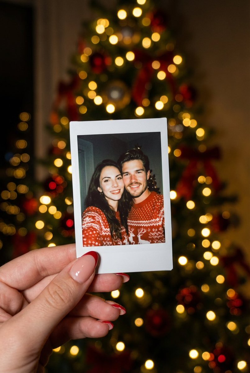 Text to Image Photoreal Polaroid in Hand Christmas Bokeh — Nano Banana Pro image prompt example