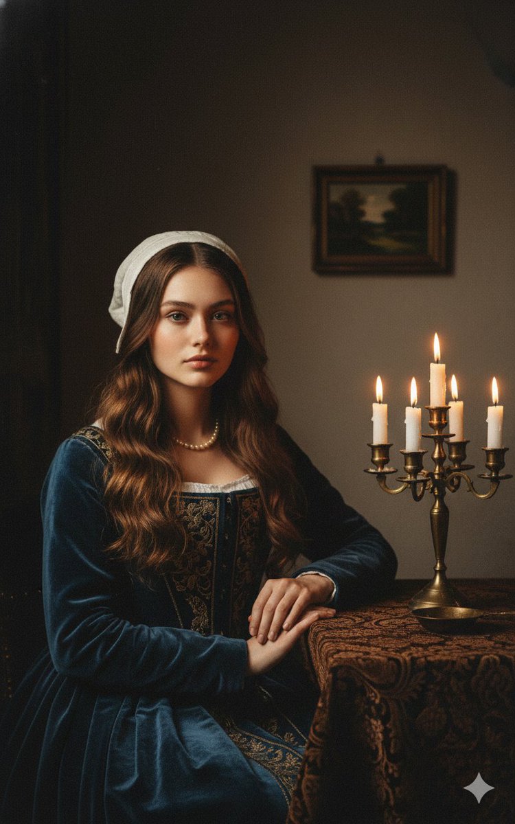 Cinematic Portrait Styled Like a 15Th Century Vermeer Painting, Set — Nano Banana Pro image prompt example