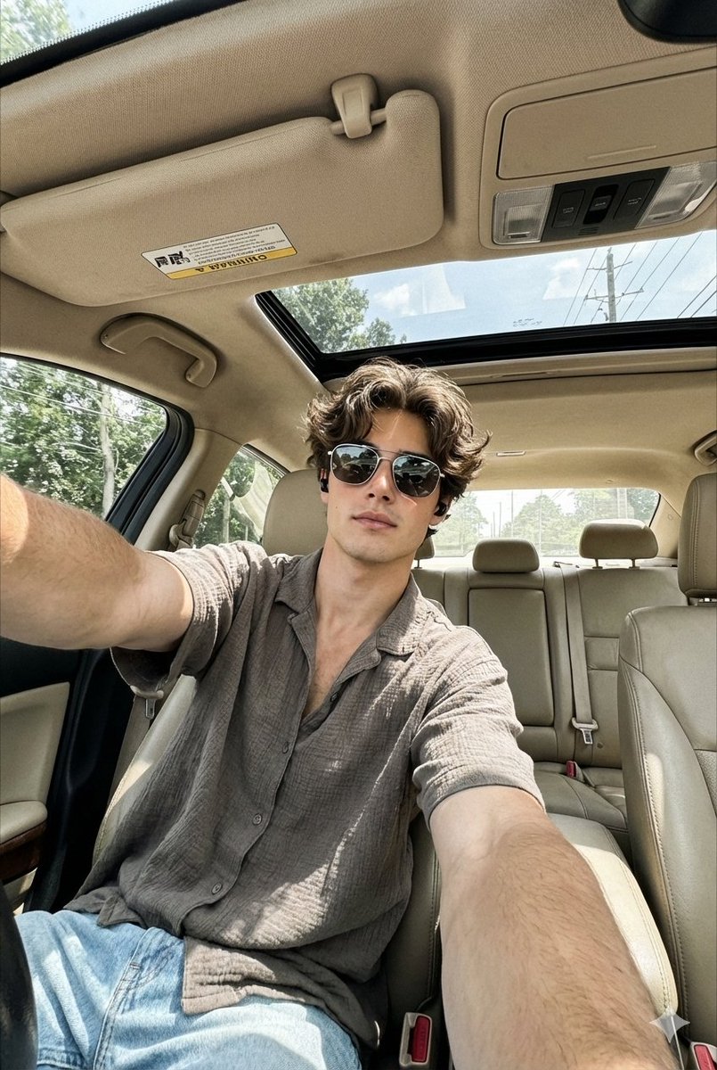 Authentic Smartphone Wide-angle Selfie Inside a Beige-interior Car — Nano Banana Pro image prompt example