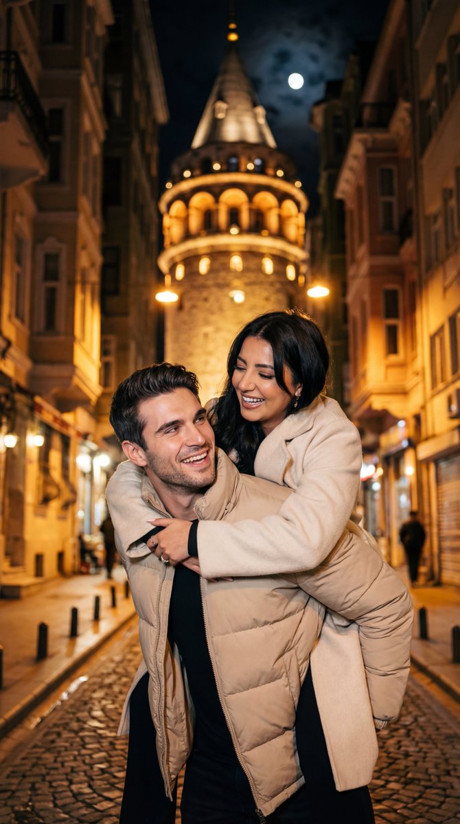 Photoreal Lifestyle Couple City Night — Nano Banana Pro image prompt example