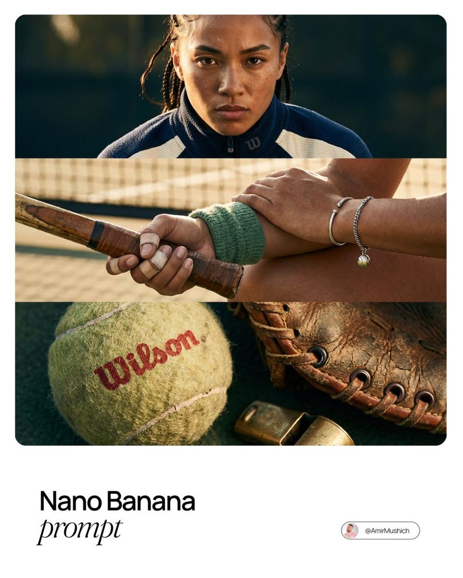 High-end, Hyper-realistic Editorial Fashion Photography Triptych — Nano Banana Pro image prompt example