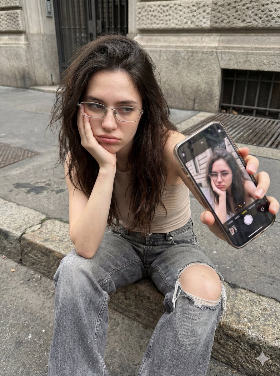 Young Woman with a Casual, 'Off-duty Model' Aesthetic — Nano Banana Pro image prompt example