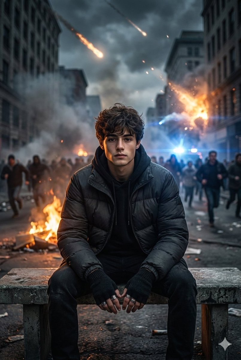 Cinematic, Photorealistic Portrait of a Young Man in Dark Streetwear — Nano Banana Pro image prompt example