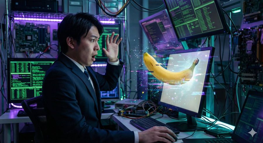 Businessman Working Hard in a Near-future Office — Nano Banana Pro image prompt example