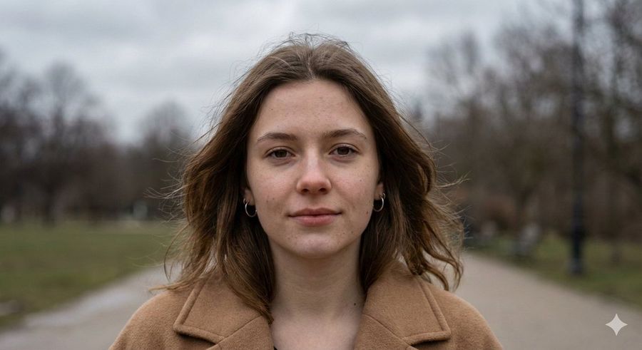 Hyper-realistic Portrait of a Gen Z Woman Outdoors on an Overcast — Nano Banana Pro image prompt example