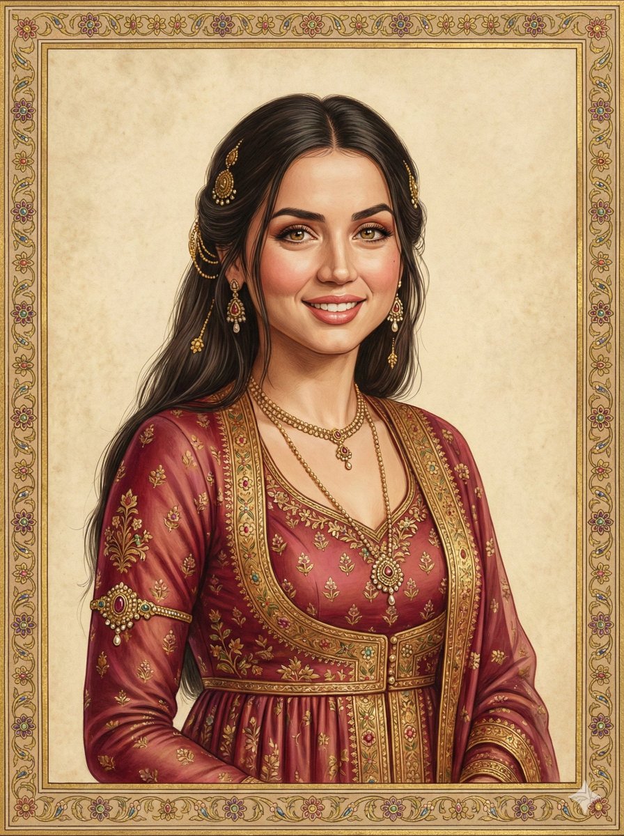 Classic Indian Miniature Painting Illustration Based on My Photo — Nano Banana Pro image prompt example
