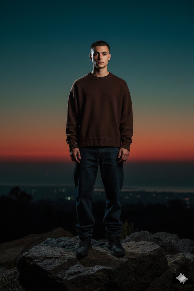 Full-body Vertical Shot of a Young Man a Refrence Image Standing — Nano Banana Pro image prompt example