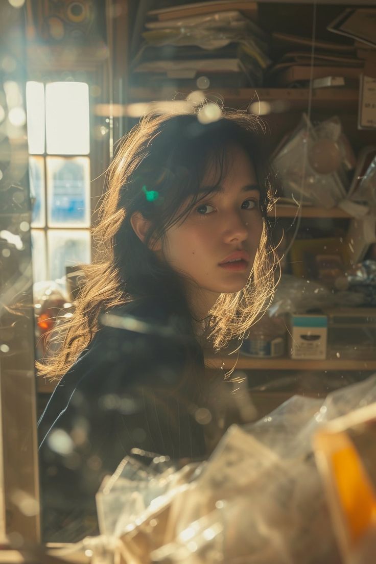 Young East Asian Woman, Positioned in Profile Turning to Look Back — Nano Banana Pro image prompt example