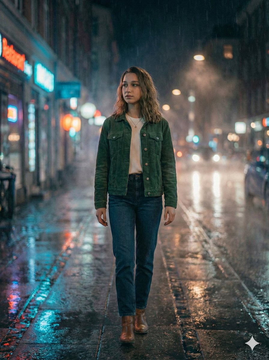 Cinematic, Moody, Atmospheric, Urban Night Photography — Nano Banana Pro image prompt example