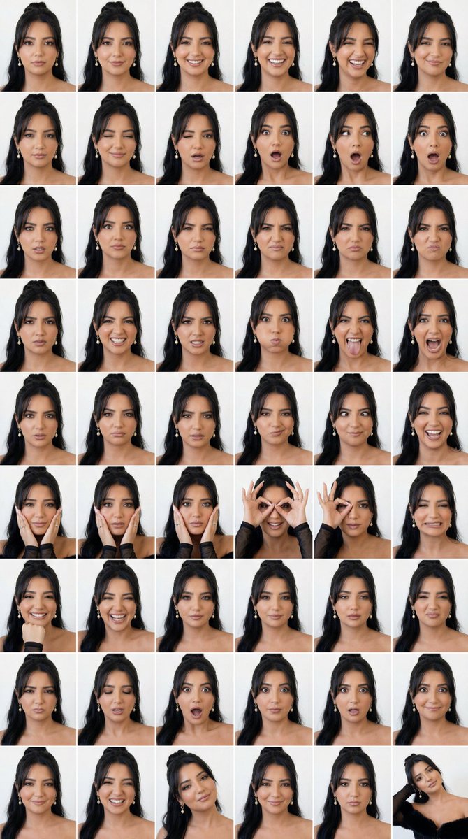 48 Panel Studio Expression Contact Sheet — Nano Banana Pro image prompt example