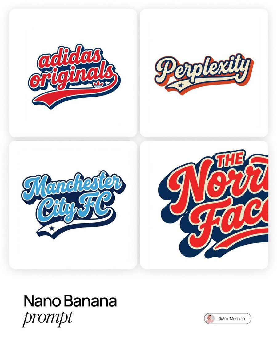 Brands in American Retro-lettering — Nano Banana Pro image prompt example