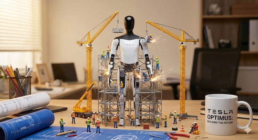 Miniature Construction Crew Assembling [PRODUCT] Like a Skyscraper — Nano Banana Pro image prompt example