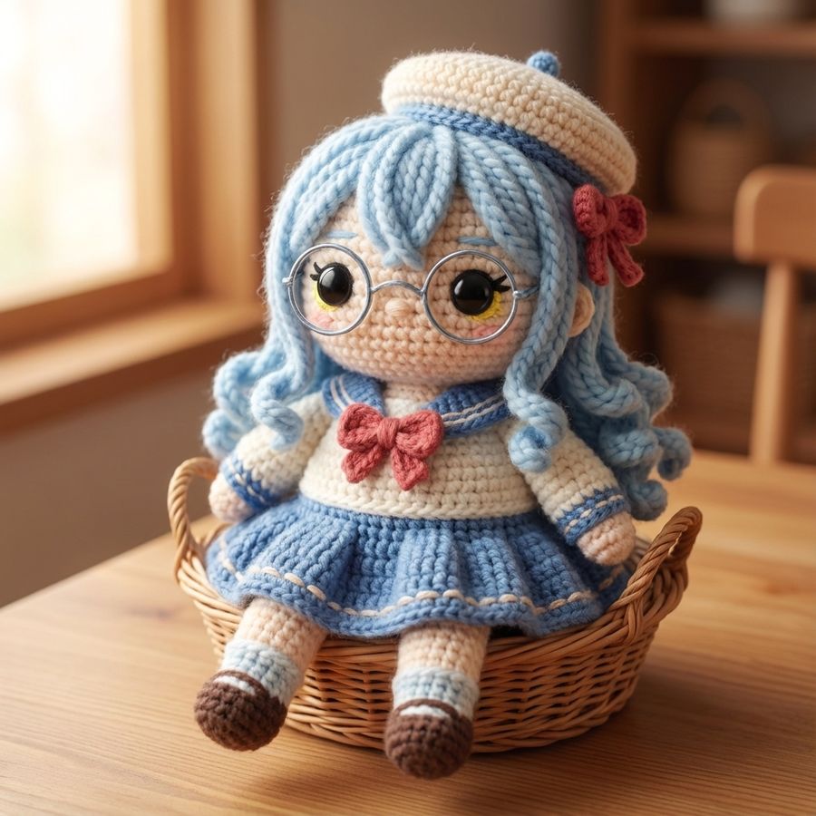 Cute, Round, and Fluffy Amigurumi (Crocheted Stuffed Toy) of a Cat — Nano Banana Pro image prompt example