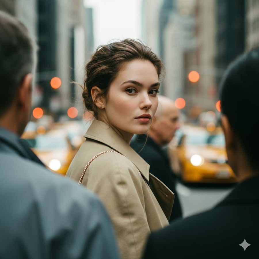 Core Intent: Create a Photorealistic Candid Street-fashion Portrait — Nano Banana Pro image prompt example