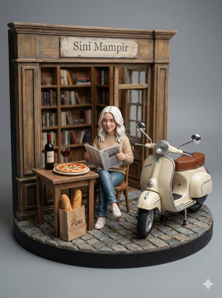 Ultra-realistic Macro Photography of a Handcrafted Miniature Diorama — Nano Banana Pro image prompt example