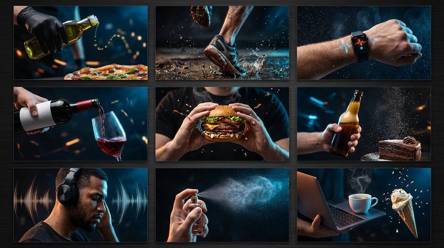 3x3 Grid Products with a Bold and Modern Color Scheme, Showcasing — Nano Banana Pro image prompt example