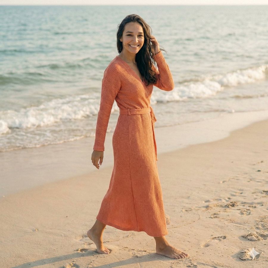 Attractive, Well-fitted Outfit Suitable for a Beach Setting, Elegant — Nano Banana Pro image prompt example