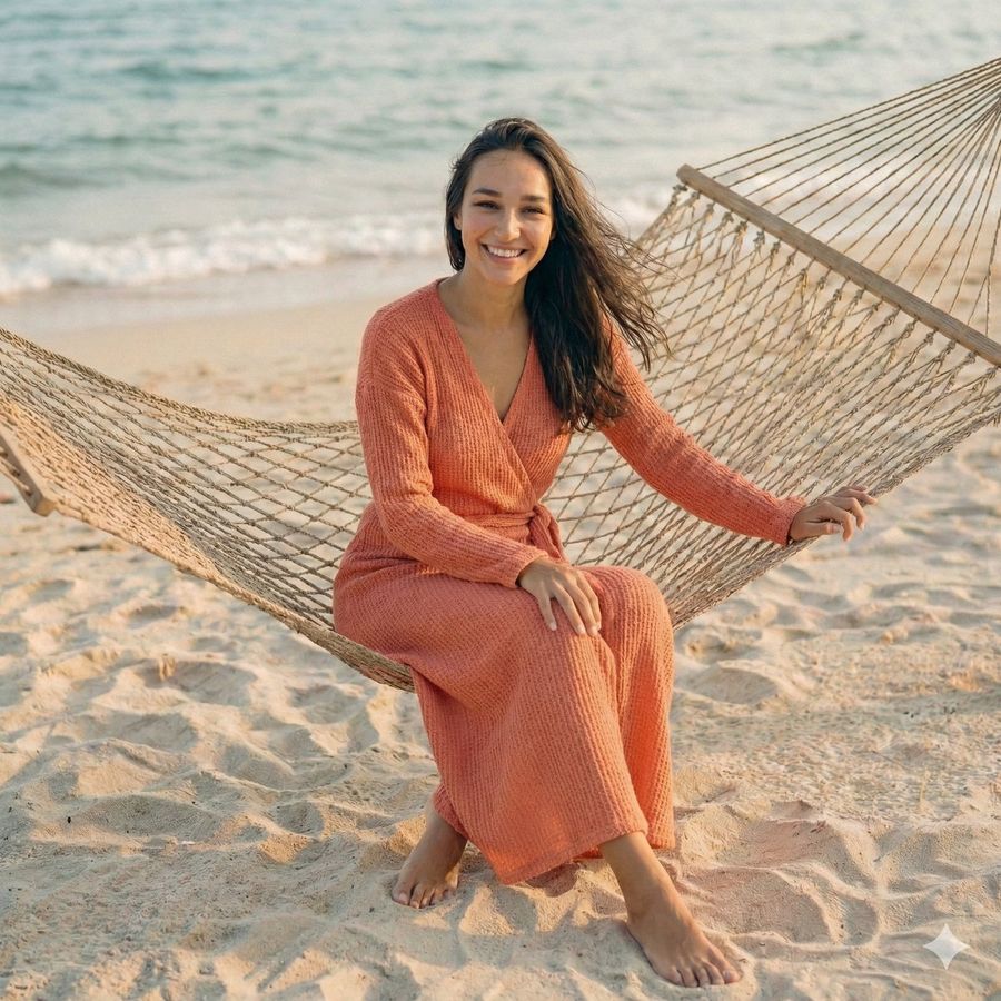 Attractive, Well-fitted Outfit Suitable for a Beach Setting, Elegant — Nano Banana Pro image prompt example