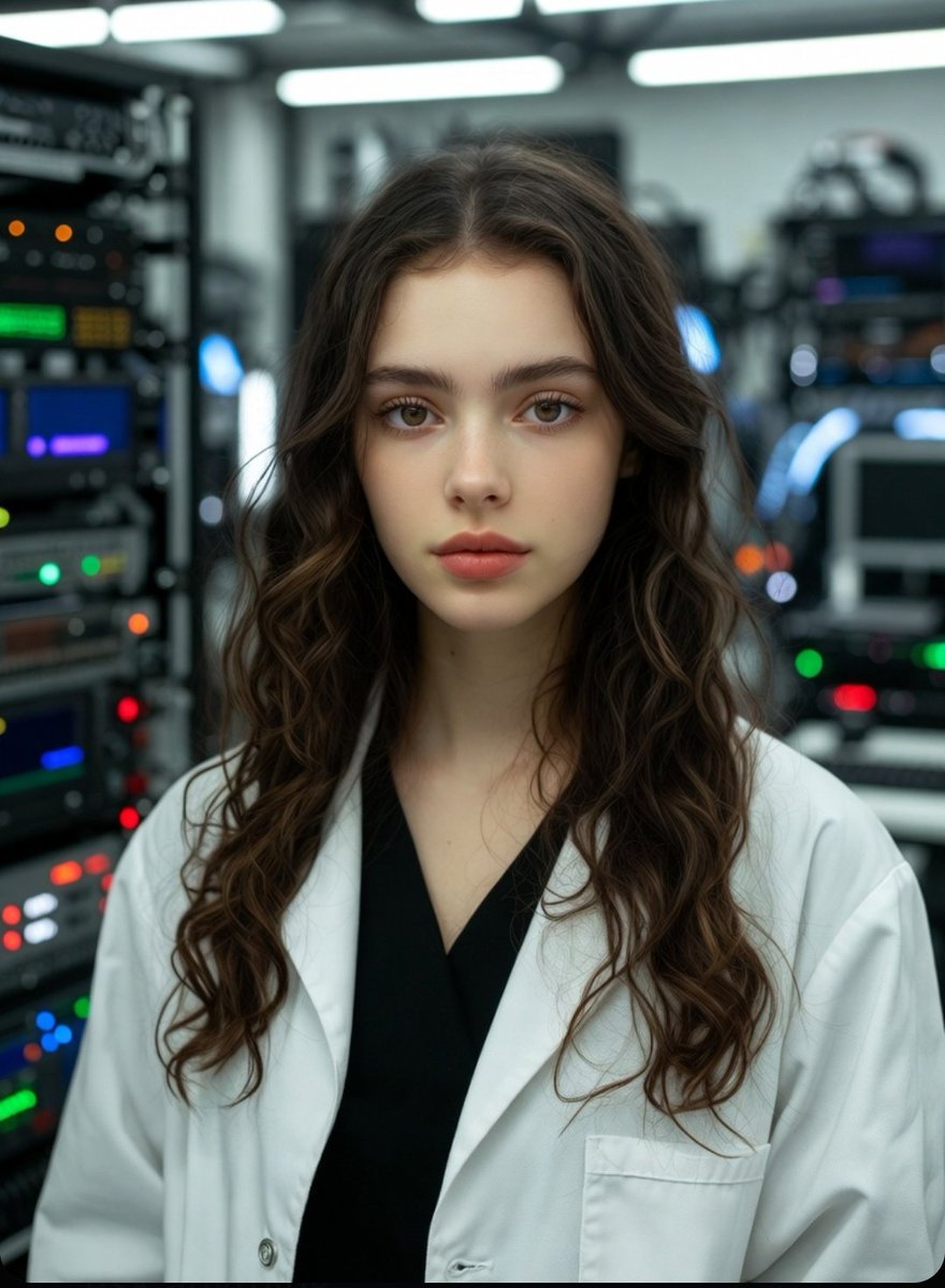 Young Beautiful Woman Scientist, 22-25 Years Old, Curly Long Brown — Nano Banana Pro image prompt example