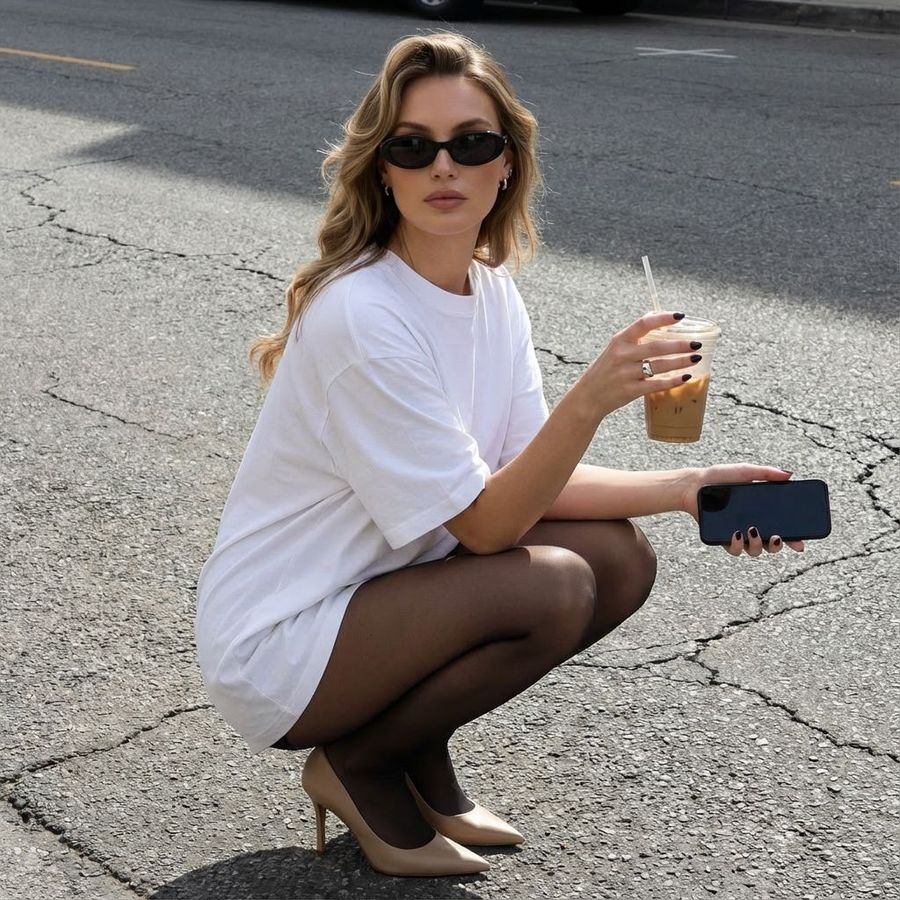 Ultra-realistic Photo of the Uploaded Person in a Low Squatting Pose — Nano Banana Pro image prompt example