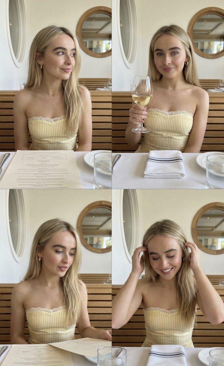 Young Woman Seated at a Restaurant Table — Nano Banana Pro image prompt example