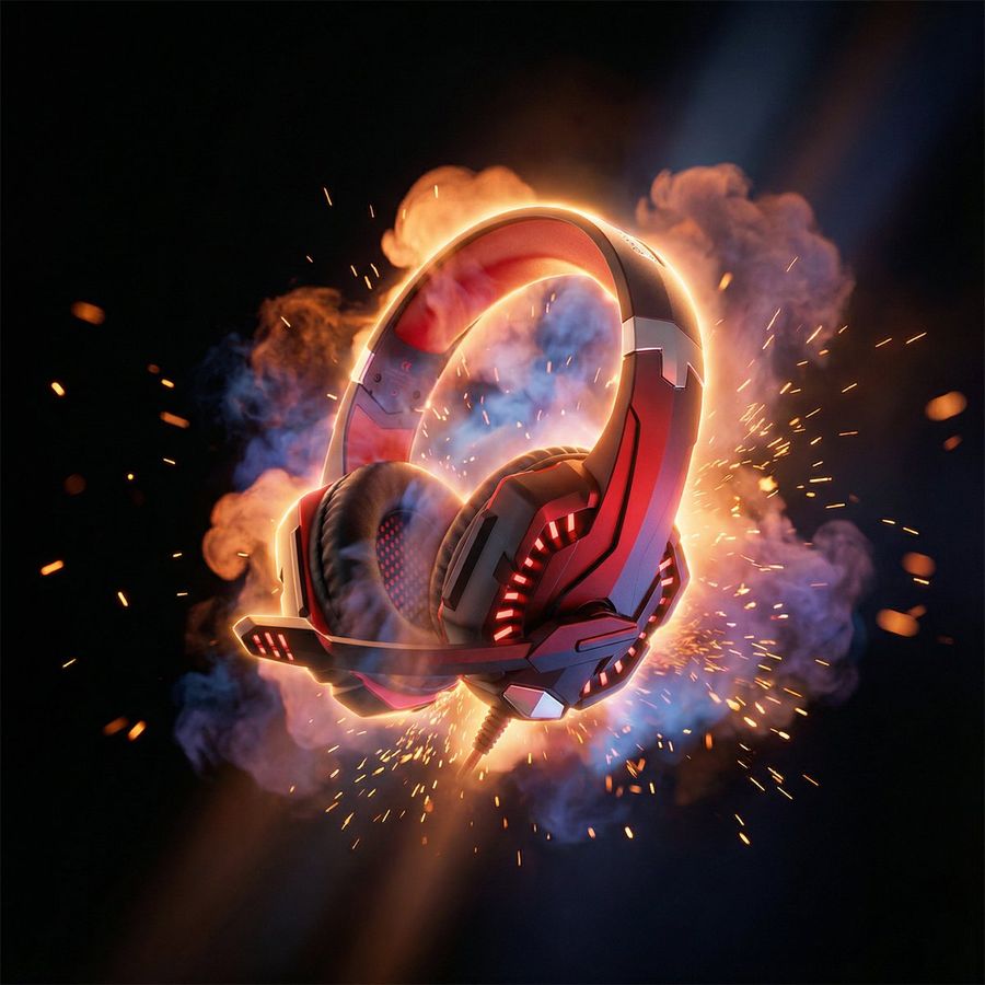 PRODUCT Tilted, Emerging from a Swirl of Colorful Smoke and Flying — Nano Banana Pro image prompt example