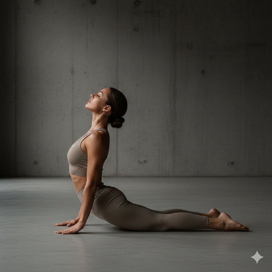 Athletic Feminine Body Performing a Controlled Flex Pose — Nano Banana Pro image prompt example